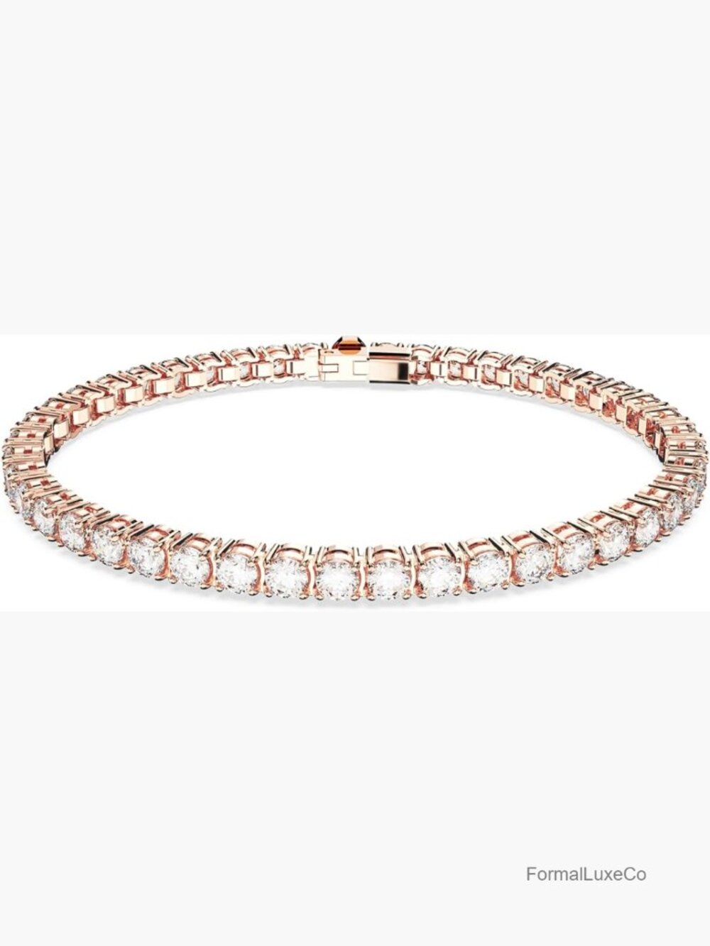 Round Cut Crystal Tennis Bracelet Toggle Clasp Chain 6.88 inches